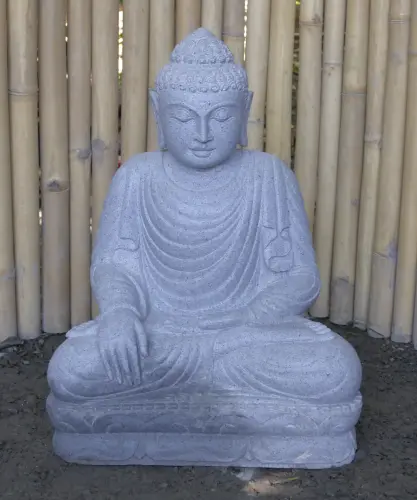Product image of the product “Seated Buddha made of Riverstone in Bhumisparsha - gesture of touching the earth. 62 cm height. ”
